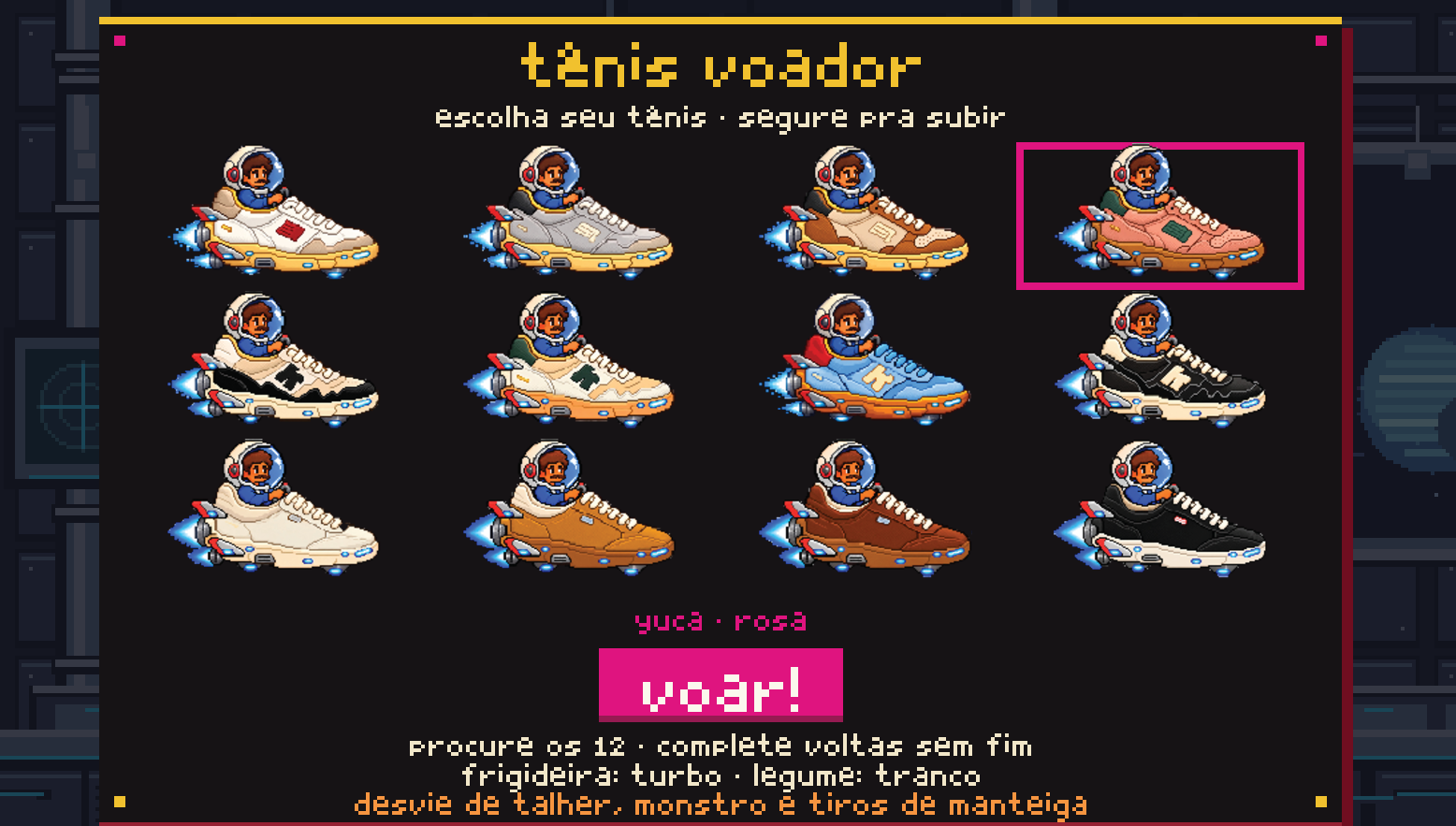 tela do tênis voador: escolha seu tênis